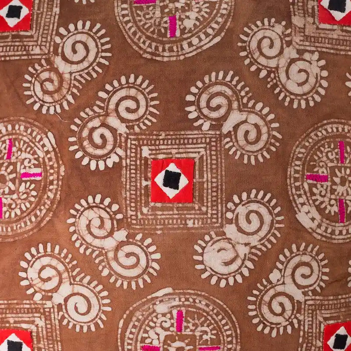 Vindigo cushion cover close-up of spiral and geometric Hmong batik pattern