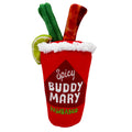 Dog with Buddy Mary Dog Toy on a white background.