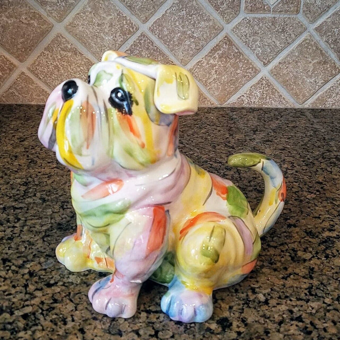 Bulldog Teapot Collectible Decorative Kitchen Home Dog Décor Blue Sky Clayworks