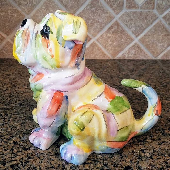 Bulldog Teapot Collectible Decorative Kitchen Home Dog Décor Blue Sky Clayworks