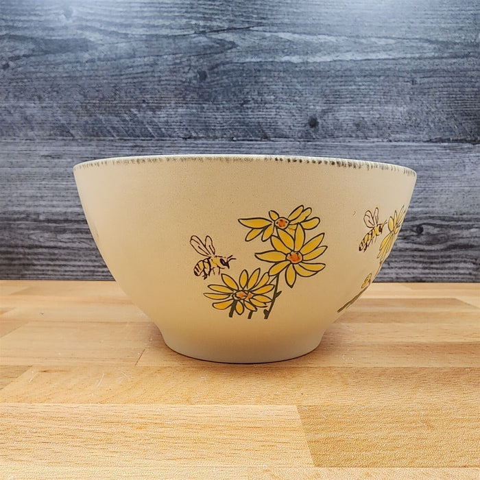 Bumble Bee Garden Daisy Flowers Festive Bowl 6 inch (15cm) Floral Dish Blue Sky