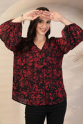 Burgundy Burst Maternity Zipless Feeding Top