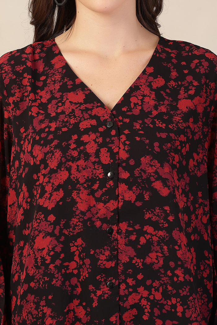 Maternity Pregnancy Burgundy Burst Maternity Zipless Feeding Top