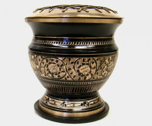 Burner: Carved Brass Screen Charcoal Burner w/Coaster- 4"H