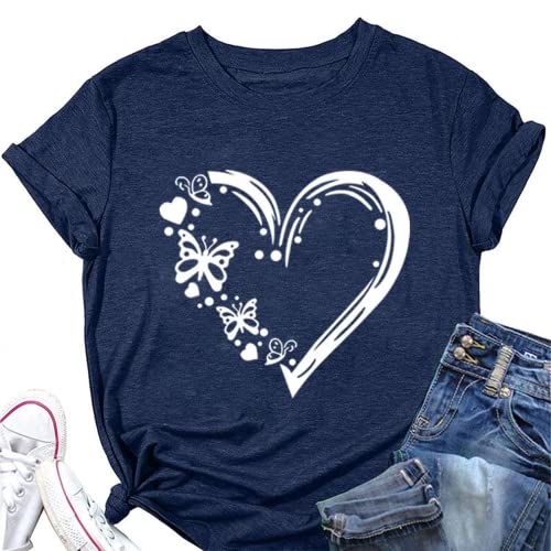 Butterfly Heart T-Shirt Women Valentines Day Gift Tees