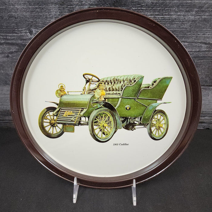 Cadillac 1903 Antique Car Collectible Serving Tin Tray VTG Metal Atlantic Can Co