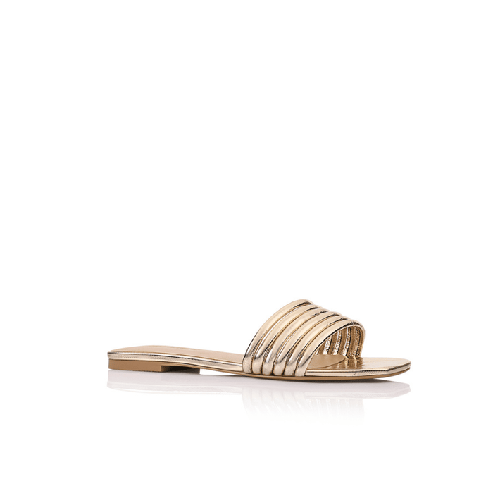 Cami Flat Gold Metallic Leather by Lana Wilkinson - Australian designer Shoes | SODA Fashion Haus