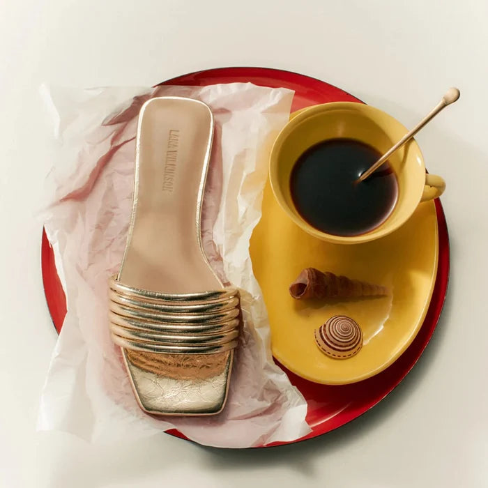Cami Flat Gold Metallic Leather by Lana Wilkinson - Australian designer Shoes | SODA Fashion Haus