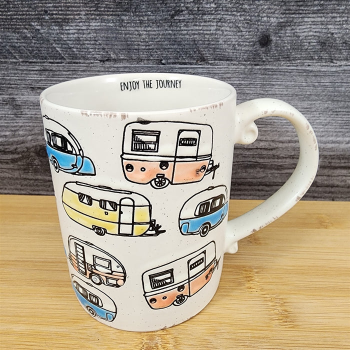 Camper Trailer RV Retro Coffee Mug by Blue Sky 16oz Ceramic Embossed Tea Cup