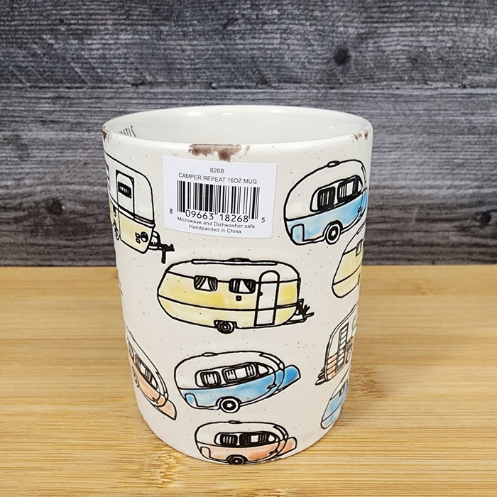 Camper Trailer RV Retro Coffee Mug by Blue Sky 16oz Ceramic Embossed Tea Cup