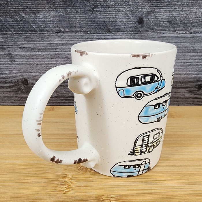 Camper Trailer RV Retro Coffee Mug by Blue Sky 16oz Ceramic Embossed Tea Cup