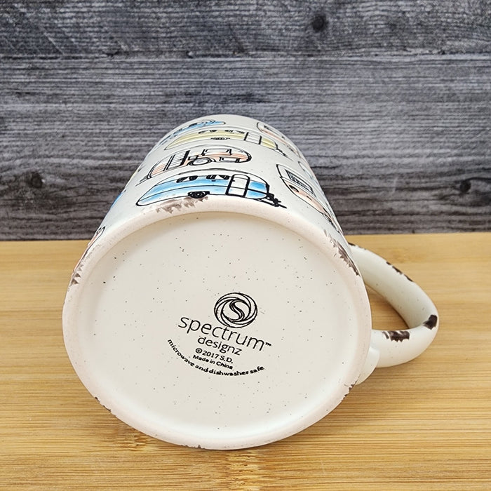 Camper Trailer RV Retro Coffee Mug by Blue Sky 16oz Ceramic Embossed Tea Cup