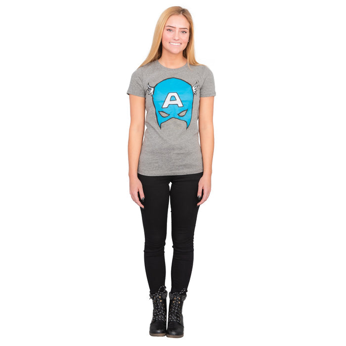 Captain America Big Blue A Mask Juniors/Women's Gift Idea T-Shirt