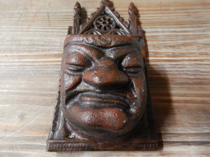 Cast Iron Wall Pocket - Gothic Grouchy Face-Jantiques LLC.