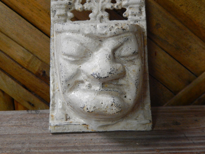 Cast Iron Wall Pocket - Gothic Grouchy White Face-Jantiques LLC.