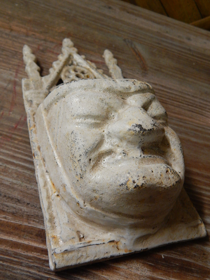 Cast Iron Wall Pocket - Gothic Grouchy White Face-Jantiques LLC.