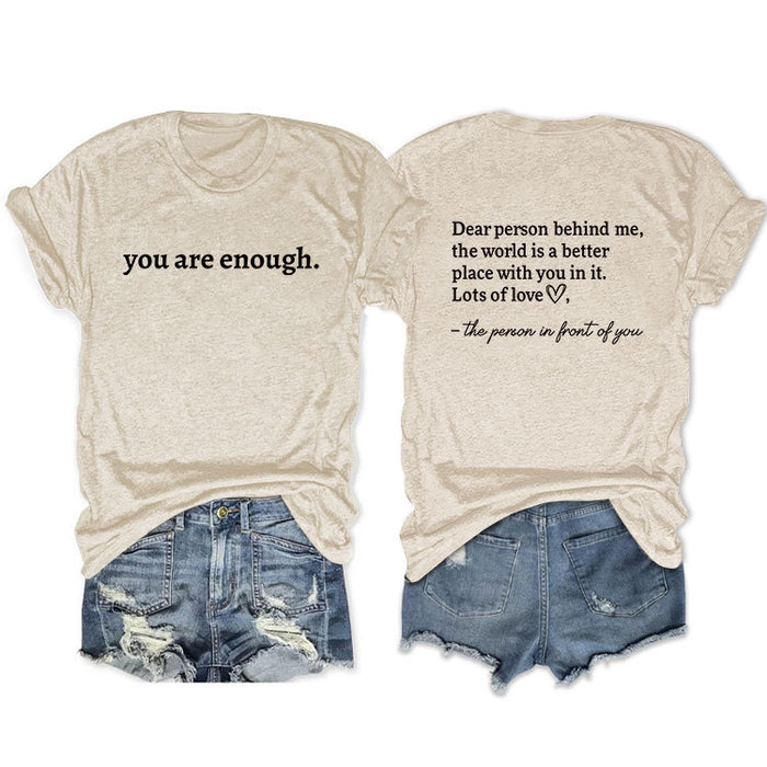 Casual Dear Person Behind Me Loose Round Neck Short-sleeved T-shirt
