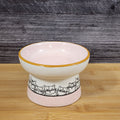 Cat Bowl Elevated Pedestal Raised Food Water Dish Pink White Ceramic Blue Sky