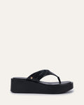 CHANCE MID WEDGE SANDALS BLACK LEATHER