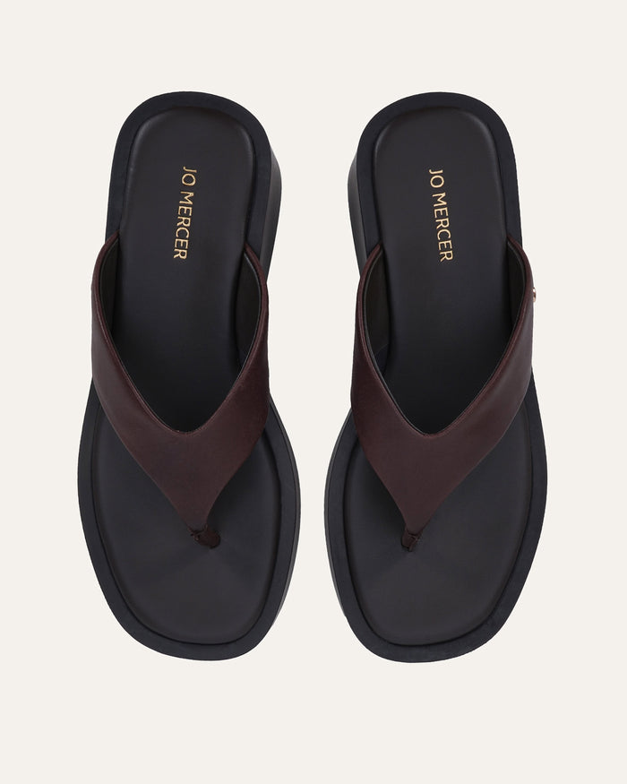 CHANCE MID WEDGE SANDALS CHOCOLATE LEATHER