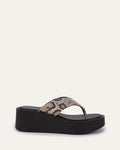 CHANCE MID WEDGE SANDALS NATURAL SNAKE PRINT