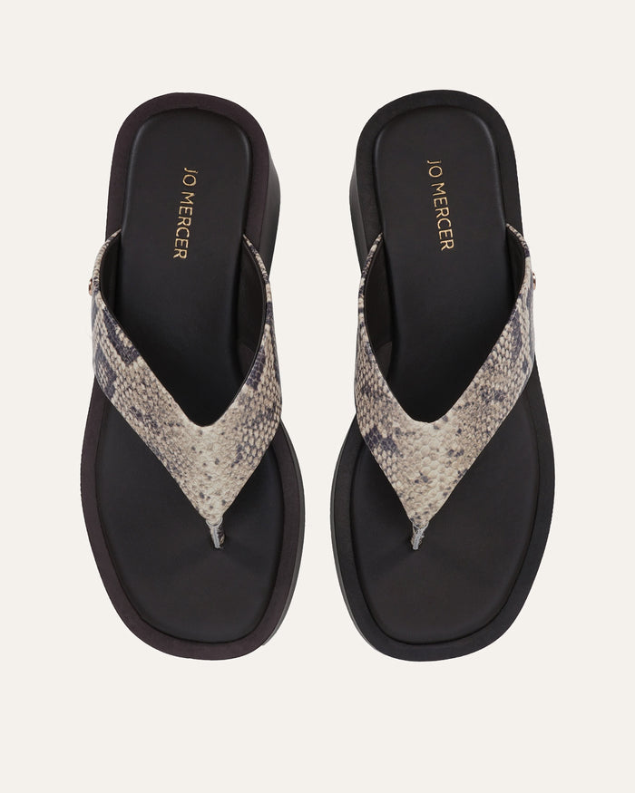 CHANCE MID WEDGE SANDALS NATURAL SNAKE PRINT
