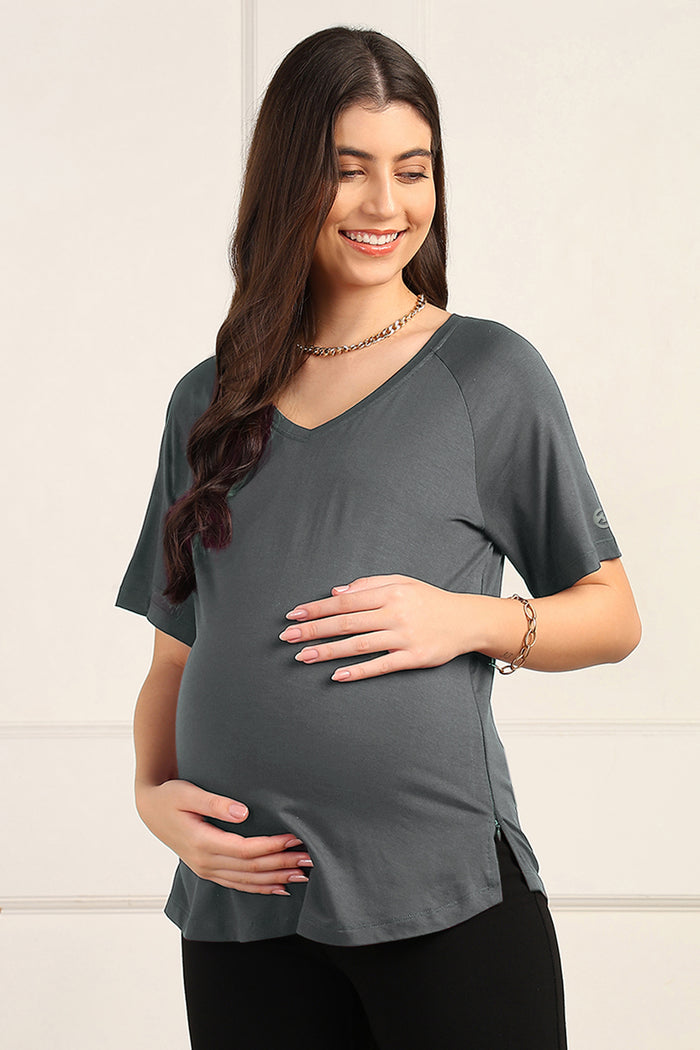 Charcoal Grey Maternity Pajama Set