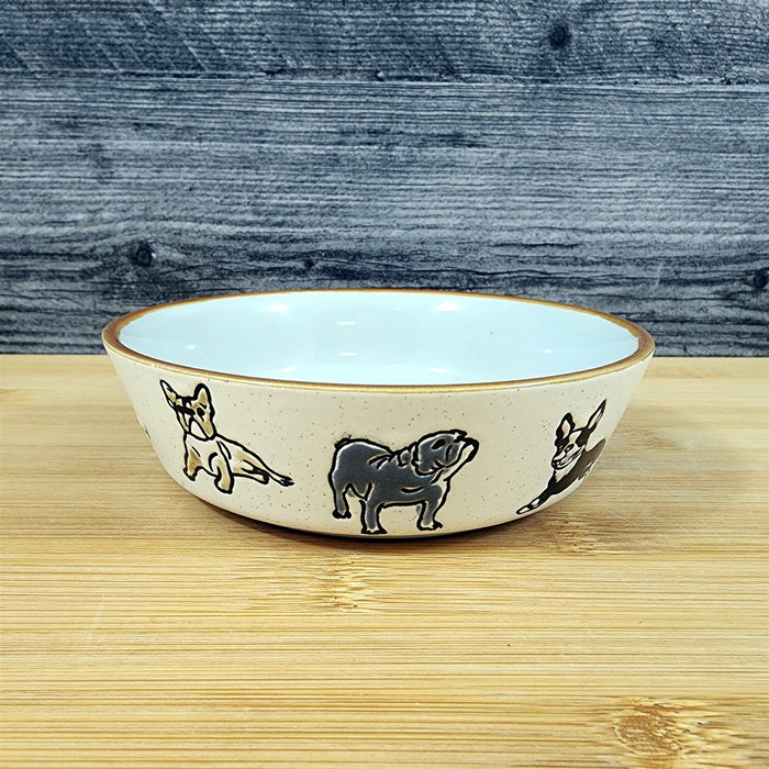 Charleston Dog Breed Water Food Bowl Embossed Treat Dish Gray Inside by Blue Sky