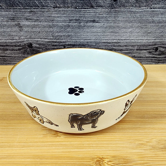 Charleston Dog Breed Water Food Bowl Embossed Treat Dish Gray Inside by Blue Sky