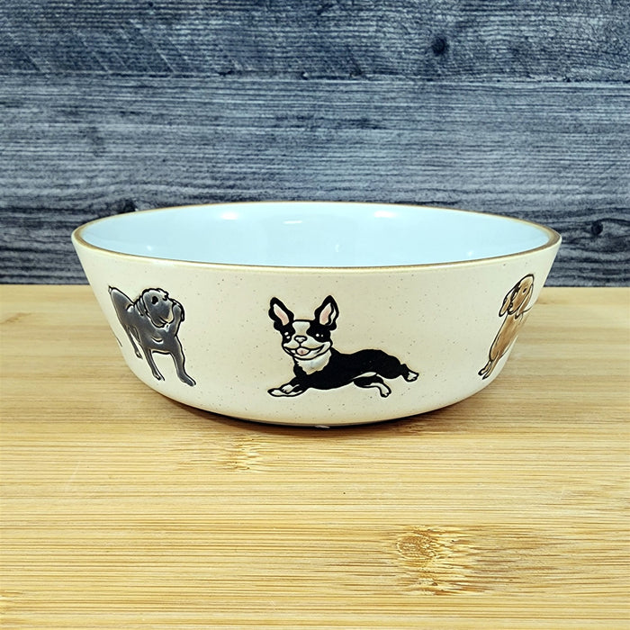 Charleston Dog Breed Water Food Bowl Embossed Treat Dish Gray Inside by Blue Sky