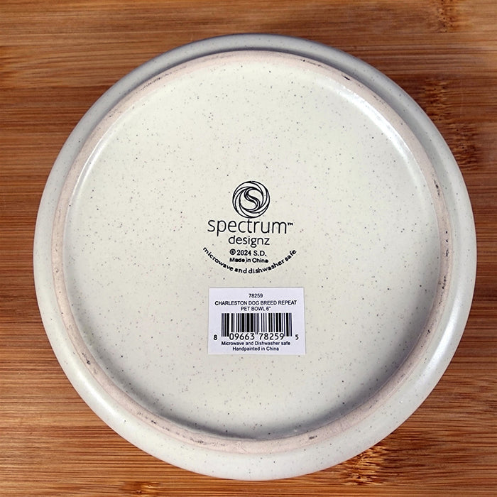 Charleston Dog Breed Water Food Bowl Embossed Treat Dish Gray Inside by Blue Sky