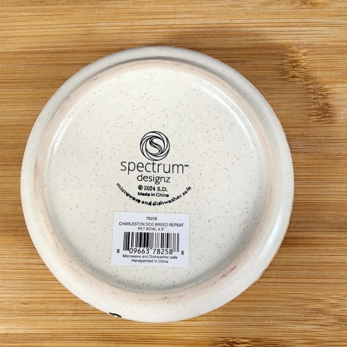 Charleston Dog Breed Water Food Bowl Embossed Treat Dish Gray Inside by Blue Sky