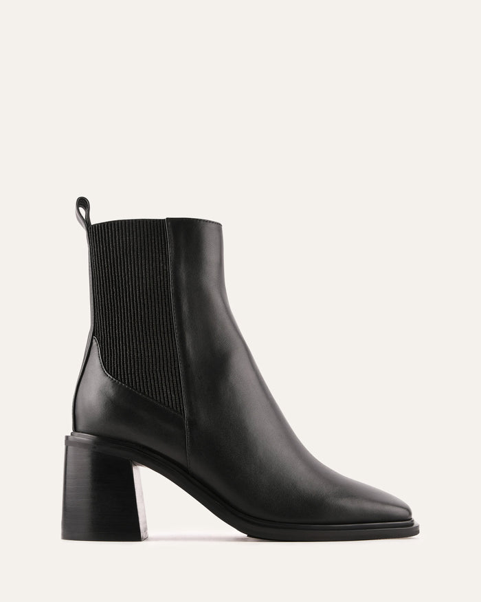 CHARLIE MID ANKLE BOOTS BLACK LEATHER