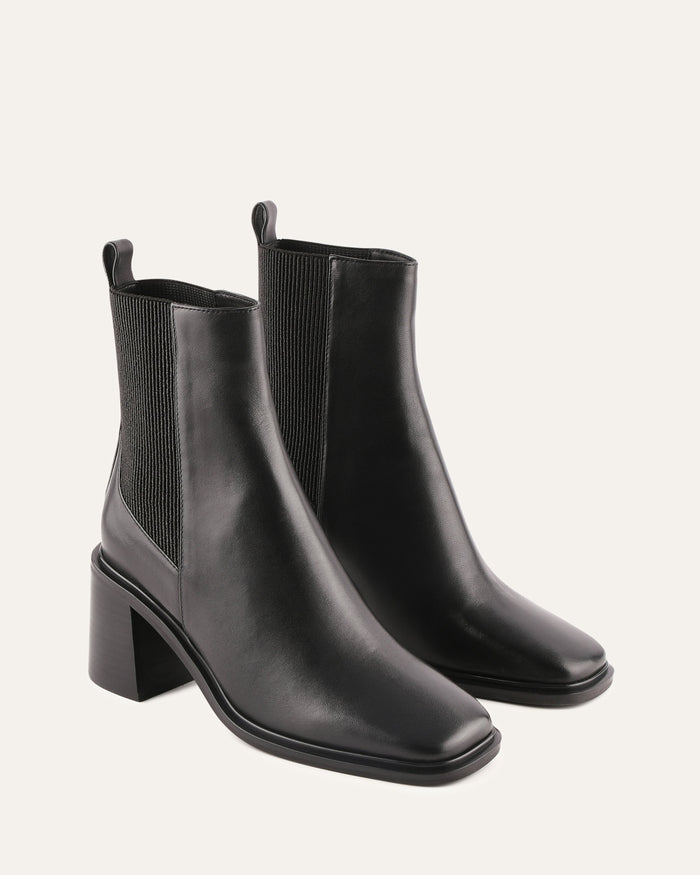 CHARLIE MID ANKLE BOOTS BLACK LEATHER