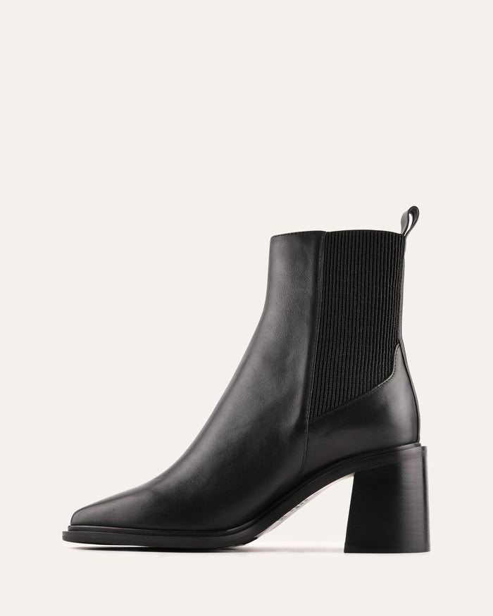 CHARLIE MID ANKLE BOOTS BLACK LEATHER