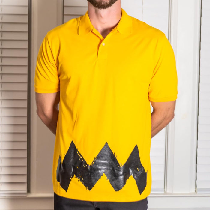 Charlie Yellow Polo Button Up Adult Unisex Halloween Cosplay Costume T-Shirt