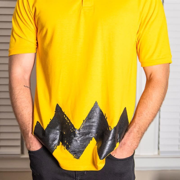 Charlie Yellow Polo Button Up Adult Unisex Halloween Cosplay Costume T-Shirt