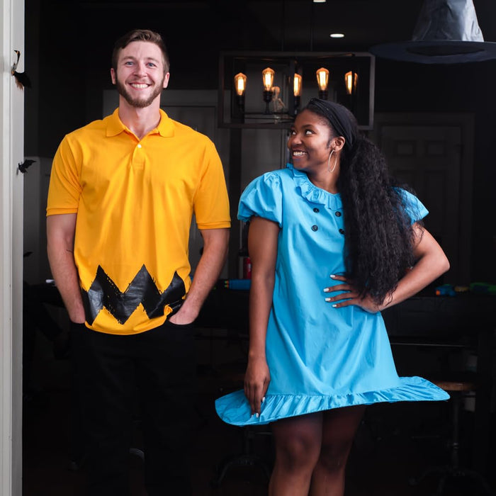 Charlie Yellow Polo Button Up Adult Unisex Halloween Cosplay Costume T-Shirt