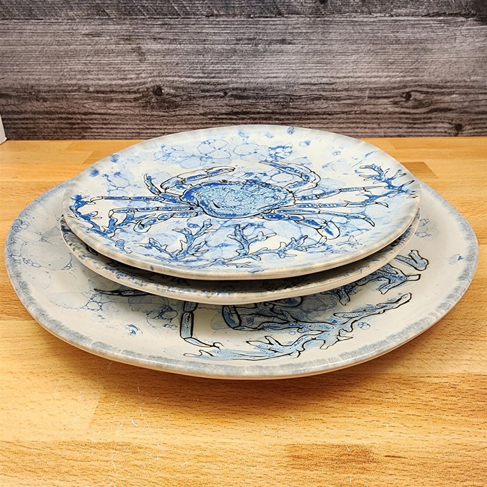 Chesapeake Bay Blue Crab Plate Set of 3 Decorative Embossed Platters Blue Sky