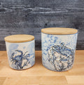 Chesapeake Bay Crab Canister Embossed Set of 2 by Blue Sky 4" & 5" Sea Life Jar