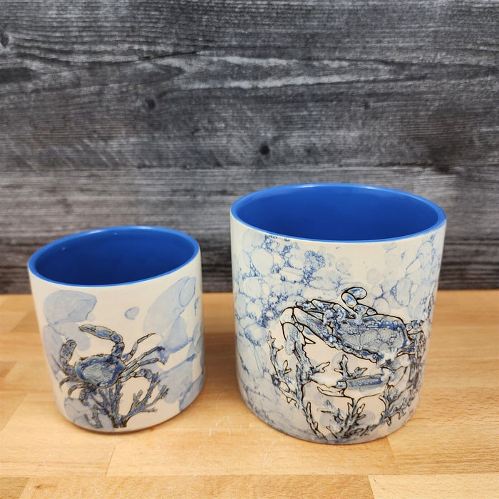 Chesapeake Bay Crab Canister Embossed Set of 2 by Blue Sky 4" & 5" Sea Life Jar