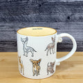 Chihuahua Dog Coffee Mug Ceramic Embossed White & Cream 21oz Tea Cup Blue Sky