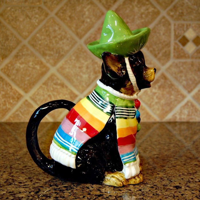 Chihuahua Dog Teapot Mexican Folk Art Ceramic Animal Tea Pot Blue Sky Goldminc