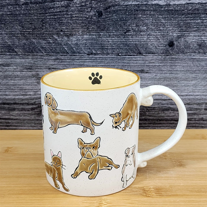 Chihuahua English French Dachshund Dog Cat Coffee Mug Ceramic 21oz Cup Blue Sky