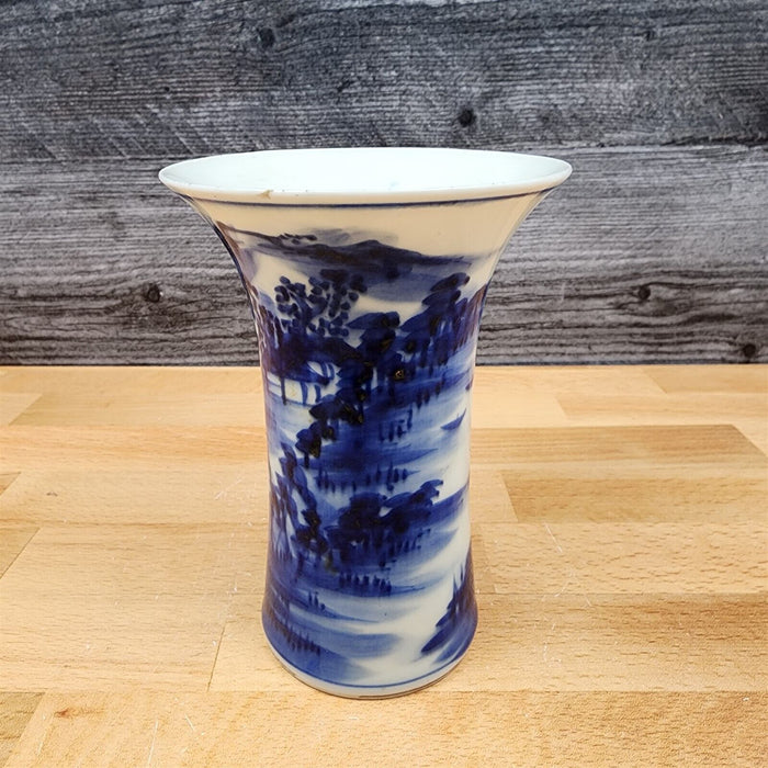 Chinese Vase Cobalt Blue & White Porcelain Floral Plant Holder