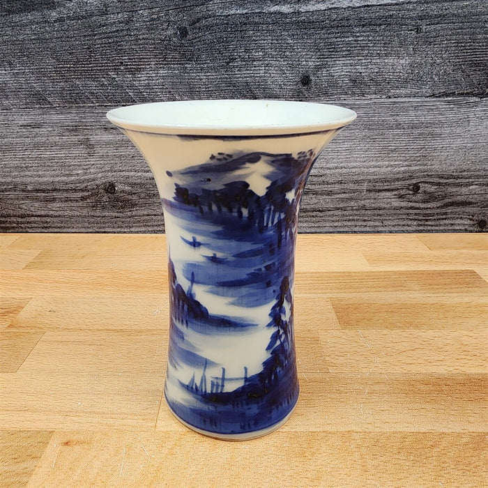 Chinese Vase Cobalt Blue & White Porcelain Floral Plant Holder