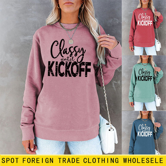 Classy Until Printed Loose Tops Long Sleeve Loose Sweatshirt