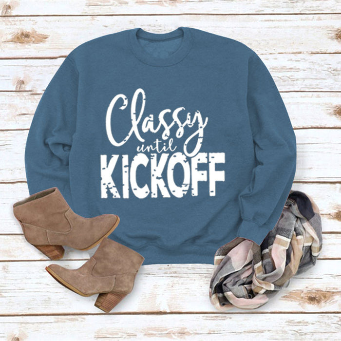 Blue sweater (white font) / S