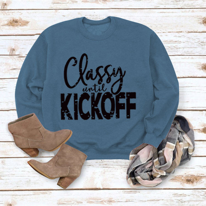 Blue sweater (black font) / S