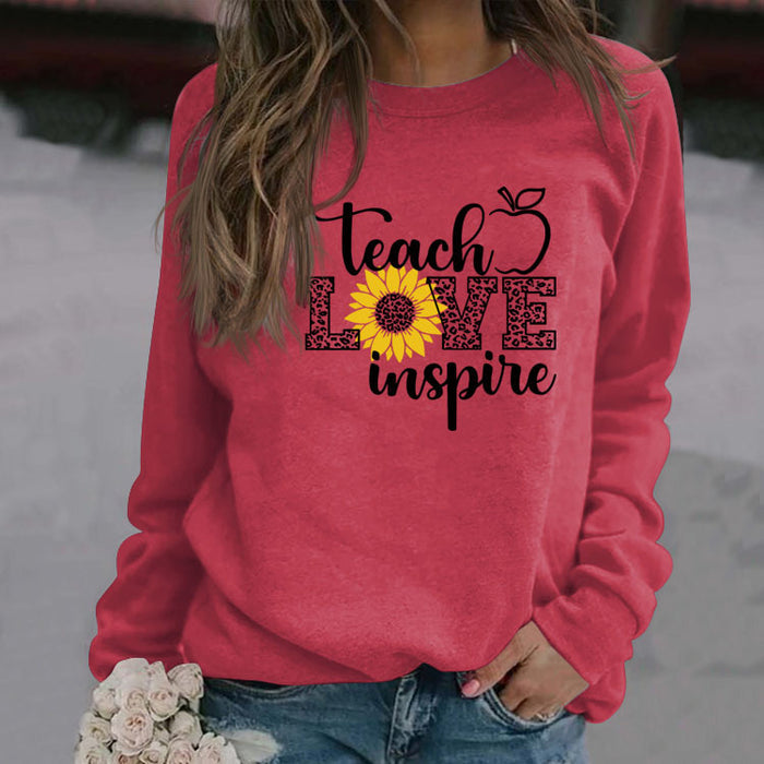 Coach Love Inspire Sunflower Letter Printing Long Sleeve Round Neck Sweatshirt Women